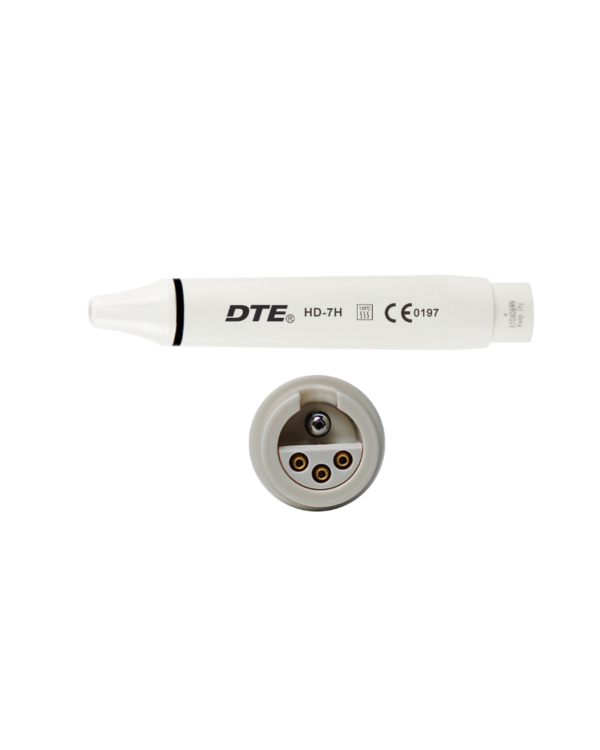 Manipolo ricambio compatibile EMS® mostrato da viste laterali e dal basso in bianco.