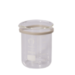 BEAKER IN PIREX, trasparente con indicatori di misura, 500 ml, su sfondo bianco.