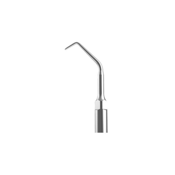 ED10-INSERTO ABLATORE strumento ablatore dentale con punta angolata su sfondo bianco.