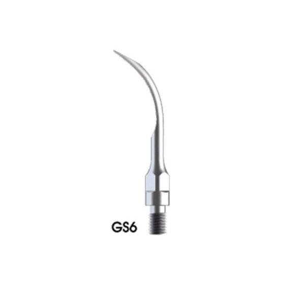Punta dell'ablatore dentale GS6-INSERTO ABLATORE visualizzata su sfondo bianco.