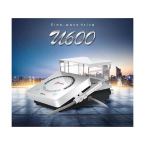 The U 600 dental ultrasonic scaler is shown against a cityscape background.