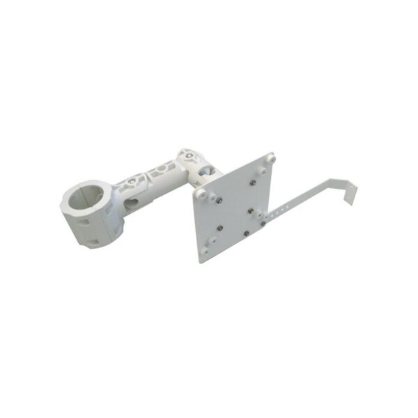 BRACCIO PORTA MONITOR ECONOMICO regolabile bianco con morsetto, piastra piatta, angolato.