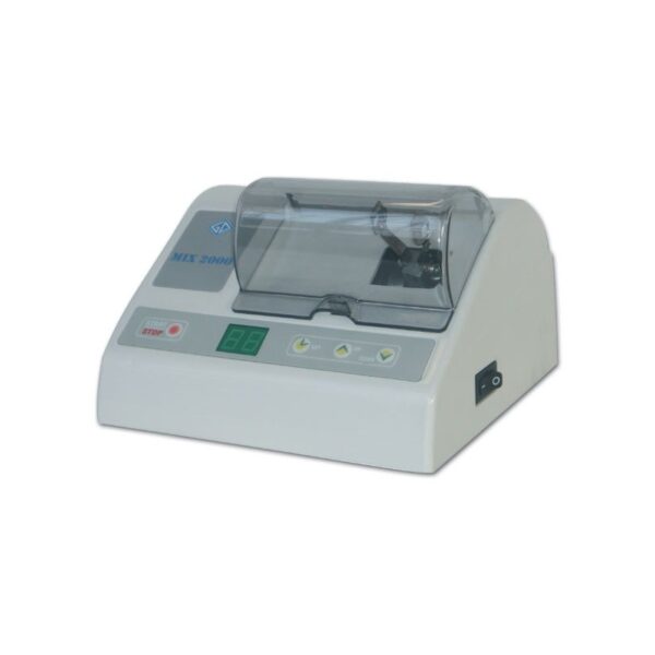 The DENTAL MIX 2000 microtome has a digital display and a transparent cover.