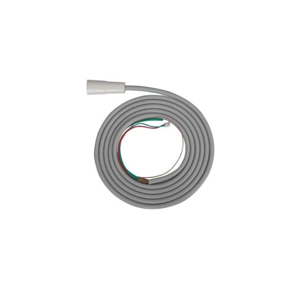 Coiled gray Cable SATELEC® compatible with red, green, and white exposed wires.