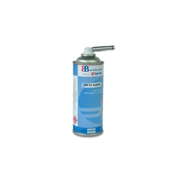 A can of DG06CLEAN lubricant spray with nozzle attachment.