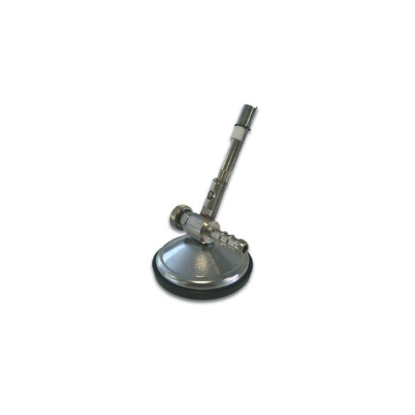 A BUNSEN Propane gas burner with a round base, set at a slight angle.