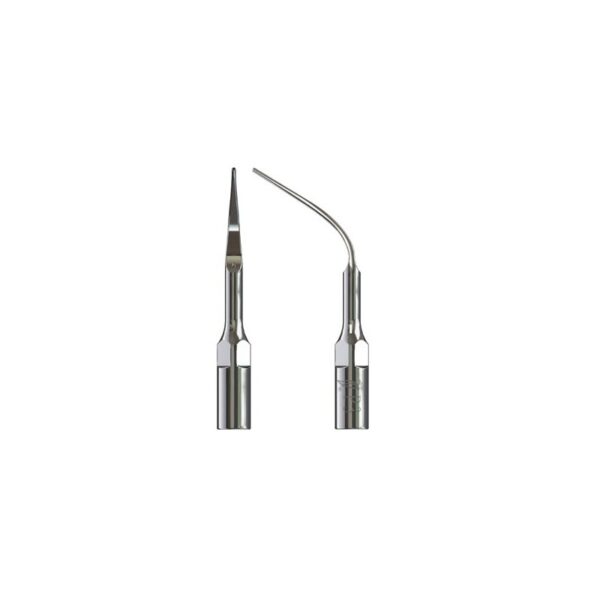 PD3-TIP FOR SCALER: two stainless steel tips, one straight and one curved, on white.