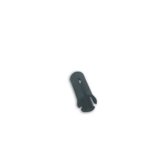 REDUCTION BUSH 2,35 MM, small black plastic fastener with flared end on white background.