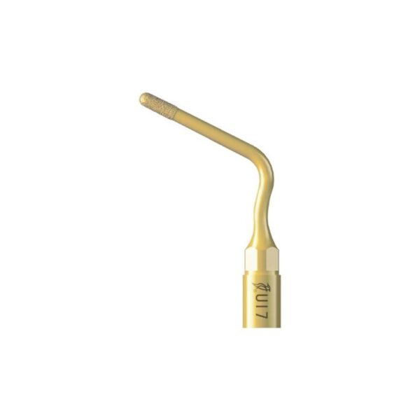 Un UI7 - INSERTO PER IMPLANTOLOGIA color oro con punta curva, angolata e strutturata.
