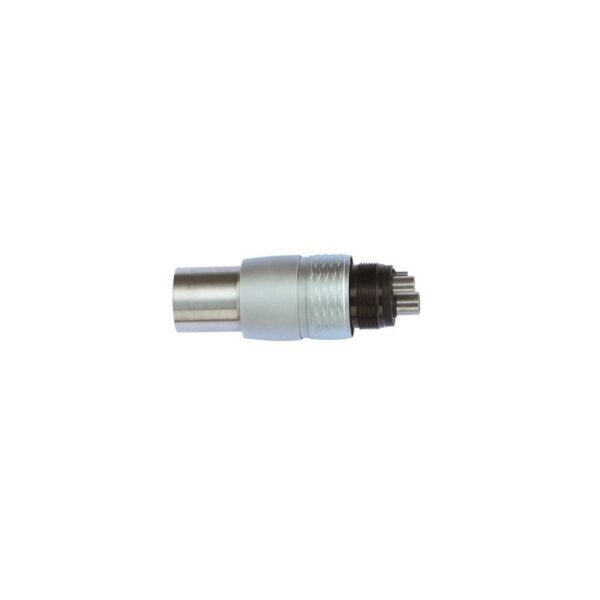 NSK COMPATIBLE CONNECTOR, metal cylindrical with threaded and ridged sections, isolated.