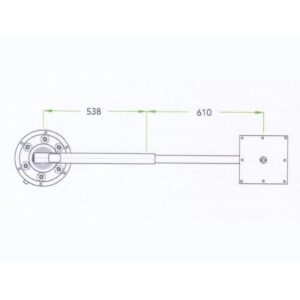 Technical drawing of D6 HEXA arm with measurements: 538 and 610 units.