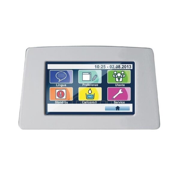 B FUTURA - 28 LITRES touchscreen control panel with menu/date in a white frame.