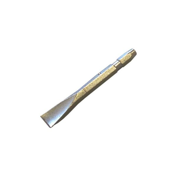 BIG SPARE TOOL chisel bit, flat angled blade, cylindrical shank.