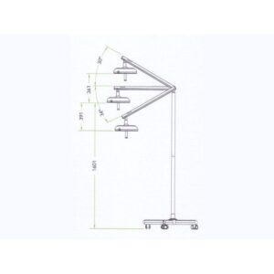 D6 HEXA lamp stand diagram: three adjustable positions and angles shown.