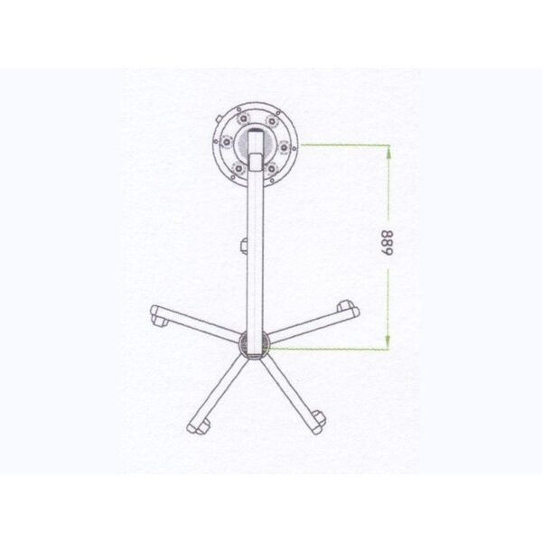 Top view technical drawing of the D6 HEXA five-legged base, 688 mm shown.