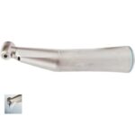 CONTRA-ANGLE 1:1 WITH OPTICAL FIBER handpiece, metallic body on white background.