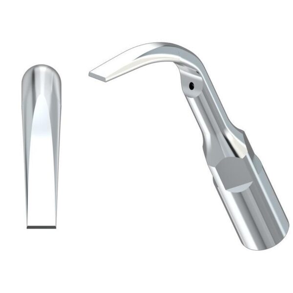 Side and front views of the G2-TIP FOR SCALER metal dental scaler tip are illustrated.