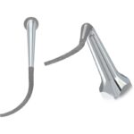 Due strumenti metallici PD2RD-INSERTO ABLATORE con punte curve e strutturate.