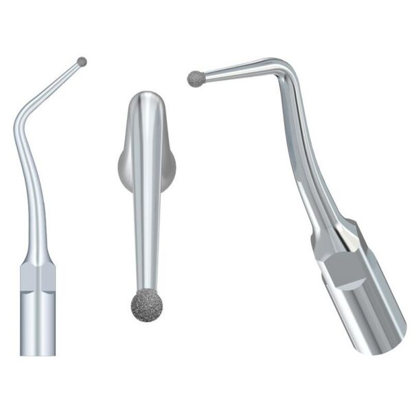 Tre punte per ablatore in metallo SBD1-INSERTO ABLATORE con estremità tonde e abrasive, in figura.