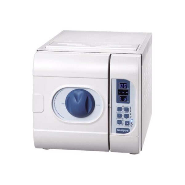 SEA 12L-DIG-USB tabletop autoclave with front control panel and blue dial.