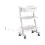 Carrello EASY PLUS, bianco, tre ripiani, cavo elettrico, su ruote.