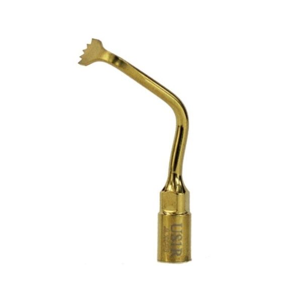 Punta scaler US1R - INSERTO PER OSTEOTOMIA ORIZZONTALE di colore oro con estremità dentellata.