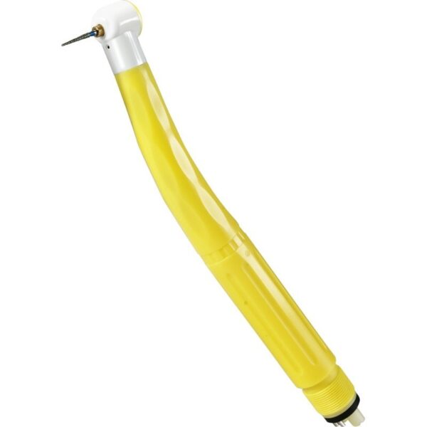 Manipolo dentale giallo TURBINE MONOUSO ATTACCO BORDEN 2 VIE con attacco per fresa.