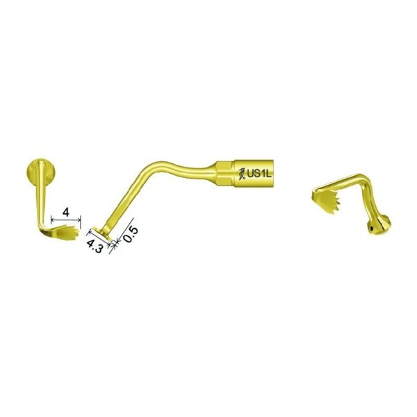 US1L - Inserto per osteotomia orizzontale con punta d'oro per ablatore angolato.