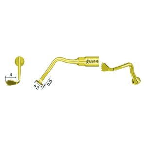 US1R-TIP FOR OSTEOTOMY, gold, serrated edge, with 4, 4.3, and 0.5 markings.