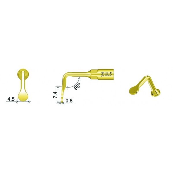 UL5 sinus lifting tip: 4.5mm, 7.4mm, 0.8mm, and 95° angle.
