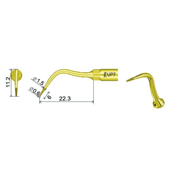 UP7 - Inserto per chirurgia parodontale, 22,3 mm, diam. Punta per ablatore dentale da 1,5/0,6 mm.