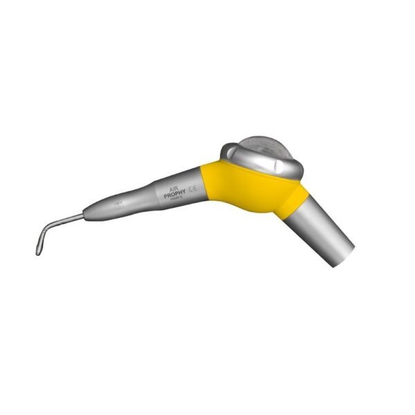 AIR PROPHY PLUS YELLOW dental polisher with angled nozzle and control knob.