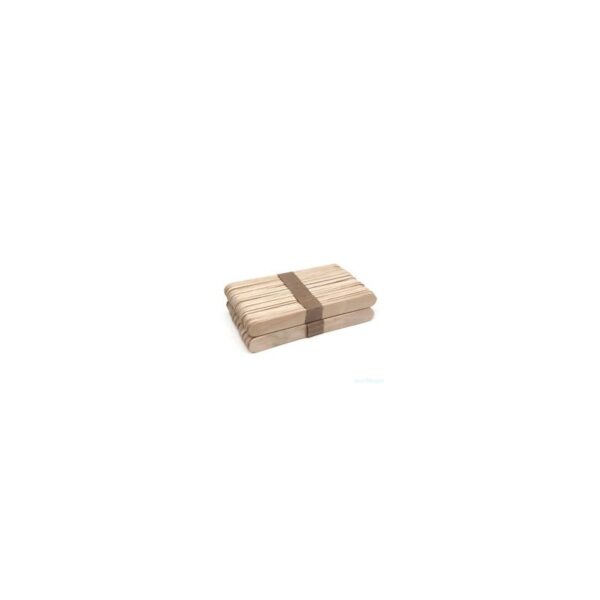 SPATOLINA VISO bastoncini di legno per ghiaccioli confezionati con un nastro di carta marrone.