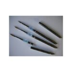 Five BRUSH SIZE 2 metal-cased paintbrushes arranged diagonally on a white surface.