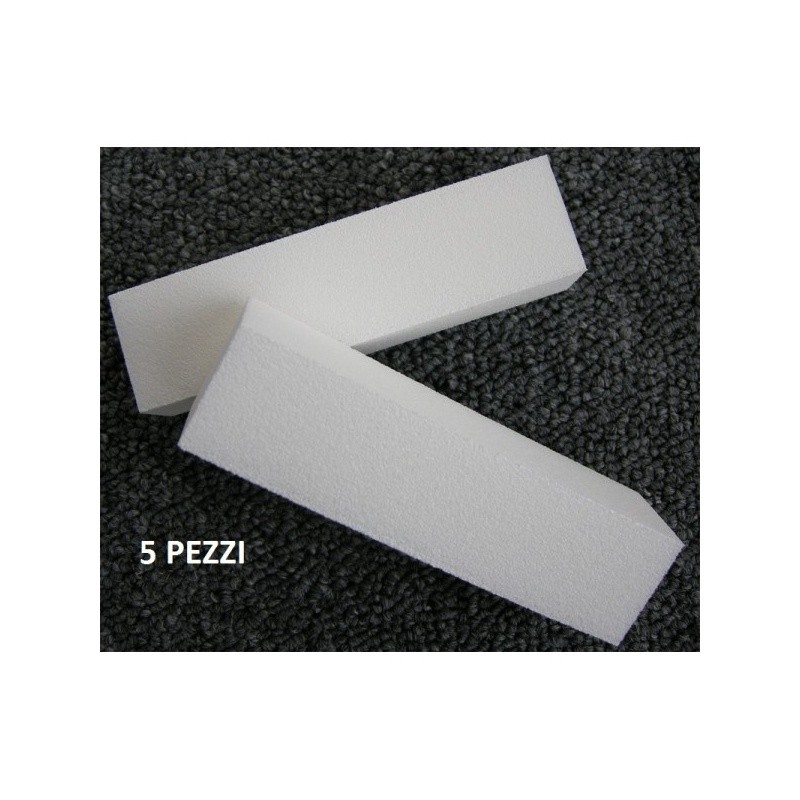 Two ABRASIVE BUFFER WHITE blocks on a dark surface, labeled 5 PEZZI.