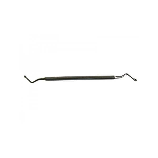 STR410-185 double-ended dental tool with metal handles and curved tips on both ends.