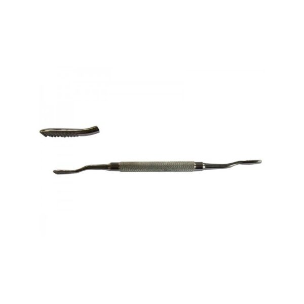 STR482-165: Double-ended tool with textured grip and a protective cap on one end.