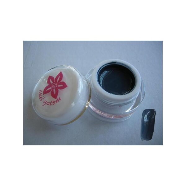 Open BERLINO dark gray nail gel jar with swatch displayed on a white surface.