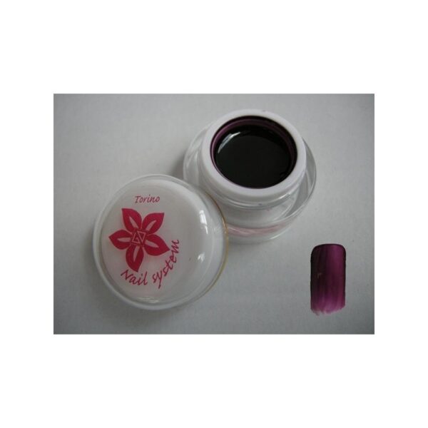 Open TORINO nail gel container with purple gel and swatch on a white background.
