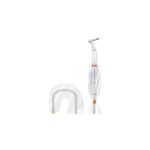 PROTECTIVE SHEAT covering a dental handpiece near a transparent impression tray.