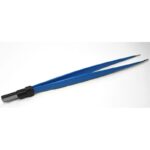 A pair of blue BIPOLAR CLAMP tweezers with fine pointed anti-static tips.