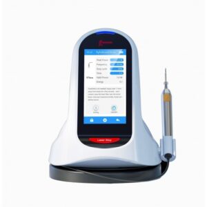 LX 16 PLUS è un dispositivo medico a diodo laser bianco con display digitale e sonda portatile.