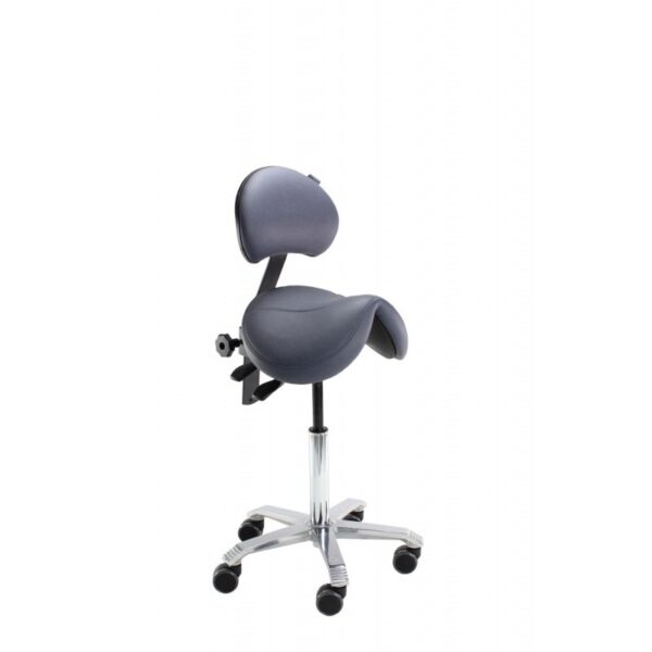 JUMPER PLUS JUMPER PLUS sgabello ergonomico nero con schienale su base cromata a 5 ruote.