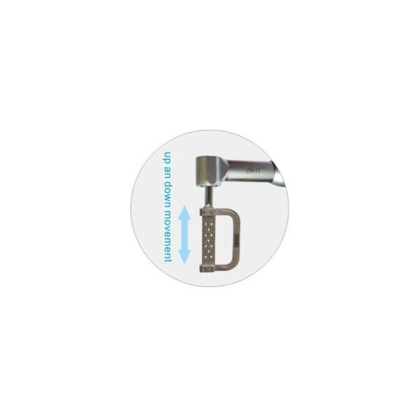 INTERPROSSIMAL STRIPPING tool head moves up and down, shown by double-headed arrow.