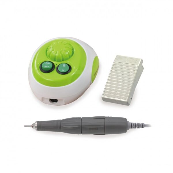 RENHE 107+120MT GREEN nail drill set with control unit, foot pedal, and handpiece.