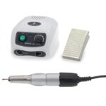 RENHE 119+120MT nail drill with control unit, handpiece, and foot pedal shown.