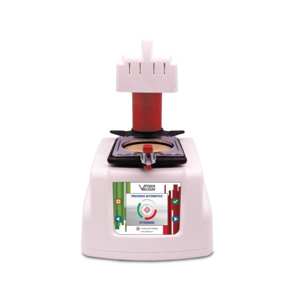 VACUUM FORM - TERMOFORMATRICE AUTOMATICA Macchina da laboratorio con display digitale, VACUUM FORM - AUTOMATICA sulla parte superiore.
