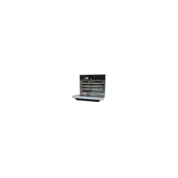 The TAU STERIL 2000 AUTOMATIC oven with open door, showing shelves and controls.