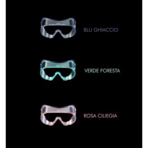 MG-1 Medical Goggles available in light blue, green, and pink.