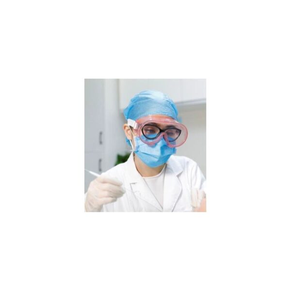 Healthcare worker in MG-1 MEDICAL GOGGLES - PINK, preparing for a medical procedure.